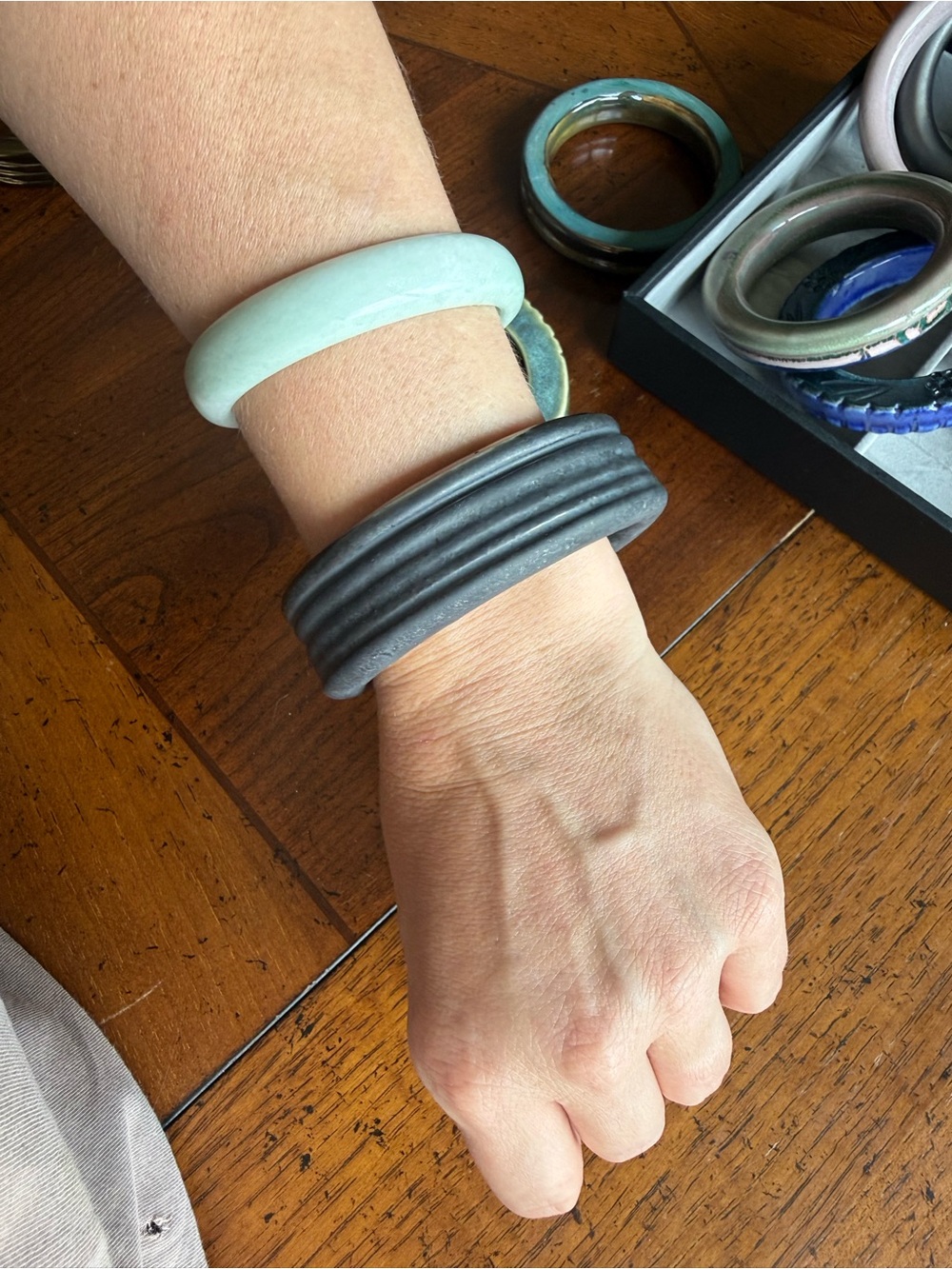 Handmade Ceramic Bangle in Matte Gunmetal Glaze